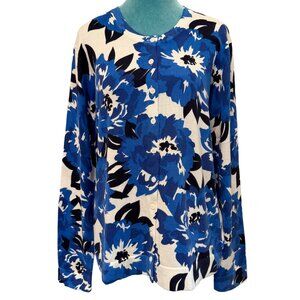 Tommy Hilfiger Blue and White Patterned Cardigan Sweater, XL